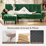 Lofka 80" Green Velvet Sectional Sofa with Chaise, 3 Seat L Shaped Couch, living room couch Deep Cushions and 7.8" Legs