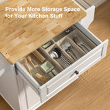 Rolling Kitchen Island with Spice Rack，Towel Rack for Dinning Room and Kitchen - White