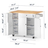 Kitchen Island with Storage, Asofer Multifuctional kitchen island for Kitchen with Drop Leaf, White