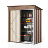 Outdoor Metal Storage Shed, Asofer Galvanized Steel Tool House with Lockable Doors & Vents Waterproof for Backyard Garden Patio Brown