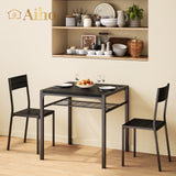 Dining Table Set for 2, 3 Piece Kitchen Table and Chairs Set for Dining Room & Kitchen-Black