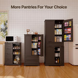 Noelse Pantry Storage Cabinets with Doors and Shelves, 47'' Kitchen Pantry with 2 Large Drawers for Kitchen Dining Room and Living Room, Dark Brown