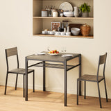 Dining Table Set for 2, 3 Piece Kitchen Table and Chairs Set for Dining Room & Kitchen-Gray