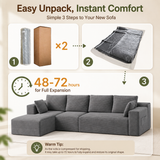 Lofka 134.3" Modular Cloud Sofa, L-Shaped Sectional Couch with Left-Facing Chaise,Corduroy Sofa for Living Room