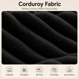 105" Lofka Modular Couch Sectional Corduroy Cloud Sofa Deep Seat L-Shaped Boneless Sectional Couch Black No Assembly