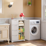 Short Pantry Storage Cabinet, Noelse 33'' Small Kitchen Pantry with 4 Drawers 3 Shelves and 1 door for Kitchen Dining Room and Bathroom
