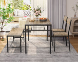 Dinning Table for 4, Kitchen Table and 2 Chairs for 4 with Bench, 4 Piece Dining Table Set for Small Space, Apartment - Gray