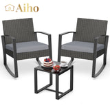 Patio Furniture Set with Coffee Table for Patio, Garden and Bistro - Grey Cushions