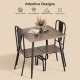 30" H Dining Table Set for 2 with 2 Chairs for Home, Apt, Balcony - Gray