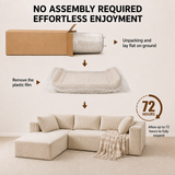 Lofka 105" Sectional Sofa, Cloud Boneless Couch for Living Room, L-Shape Soft Modular Couch for Bedroom, No Assembly Required, Beige White
