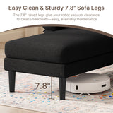 Lofka 80" L-Shaped Sectional Sofa with Chaise, 3-Seat Linen Upholstered Couch with 7.8" High Legs, Black Sofa