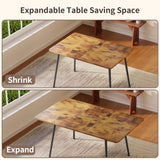 Noelse 63" Extendable Kitchen Table Set for 4-6 People, 7-Piece Large Dining Table Set With 6 Chairs, Mid-Century Modern Dining Room Table, Rustic Brown