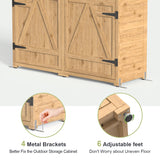 Double Lockable Doors Storage Cabinet with Large Storage Space and 2 Removable Shelves - Natural