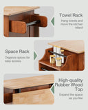 Noelse 52" Kitchen Island Carts with Drop Leaf, Large Island Table for Kitchen with Rubber Wood Top and Rack and Storage Cabinet, Brown
