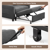 Asofer Sofa Bed Chair, 3 in 1 Convertible Futon Couch, Adjustable Backrest, Breathable and easy to clean, Dark Gray
