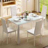 Rectanglar Kitchen Dining Table Set for 4 for Dining Room, White