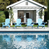 Asofer Folding Adirondack Chair, SGS Tested, Wooden Textured with Cup Holder, Heavy All-Weather HDPE Comfortable Set Poolside Backyard Lawn Coffee, Aruba Blue