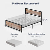 Asofer Full Metal Platform Bed Frame with Wooden Headboard, Large Underbed Storage, Brown