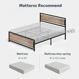 Asofer Queen Bed Frame with with Rustic Vintage Wood Headboard and Footboard, No Box Spring Needed, Gray