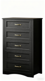 Asofer 5-Drawer Dresser, Modern Black Chest with Metal Handles for Bedroom & Living Room Storage