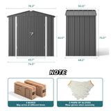 6' x 4' Metal Outdoor Storage Shed with Double Lockable Doors - Gray