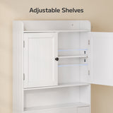 Over The Toilet Storage Cabinet，Asofer 71"H  Bathroom Organizer with Adjustable Shelves & Doors for Bathroom, Laundry, White