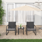 3 Pieces Patio Furniture Set,Textilene Modern Conversation Black Bistro Set with Tea Table for Home,Lawn,Balcony and Bistro - Black