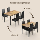 Dining Table Set for 4, Asofer Kitchen Table Set of 4, with Upholstered PU Leather Chairs for Dining Room,  Apartment, Small Space