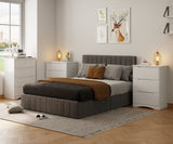 White Dresser with 3 Drawers, Wood Tall Chest, Built-in Handle Drawers for Bedroom, Home, Living Room, Hallway - White