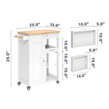 Asofer Kitchen Island Cart with 3-Tier Storage Shelves, Microwave Cart with Adjustable Tray Drawer, for Dining Room,White