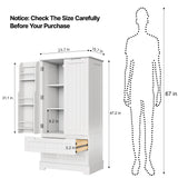 47" Kitchen Pantry Storage Cabinet with 2 Doors and 8 Shelves, Noelse Wooden Food Storage Cabinets with 2 Drawers for Dining Room and Craft Room