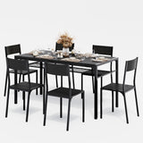 Dining Table Set for 6 , 7-Piece Kitchen Table Set for Small Space, Apartment, Kitchen, Dining Room, Space-Saving - Black