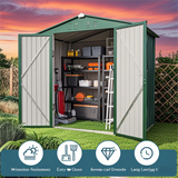 6' x 4' Outdoor Storage Shed with Lockable Door, Aiho Metal Garden Shed, House Storage Sheds Outdoor for Backyard, Garden & Patio Organization - Green