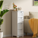 The Small Bathroom Floor Storage Cabinet with 4 Drawers - White