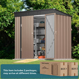 6'x 4' Outdoor Storage Shed with Lockable Doors & basic frame for Backyard Patio Lawns-Light Brown