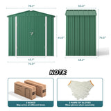 6' x 4' Metal Outdoor Storage Shed with Double Lockable Doors - Green