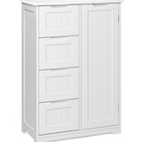 33.5 "H Kitchen Floor Cabinet with 4 Drawers, a cupboard and Adjustable Dividers for Bathroom,Living room,and Bedroom - White