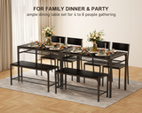 Dinning Table for 4, Kitchen Table and 2 Chairs for 4 with Bench, 4 Piece Dining Table Set for Small Space, Apartment - Black