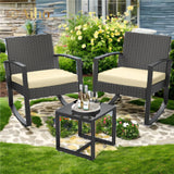 Patio Furniture Set with Coffee Table for Patio, Garden and Bistro - Beige Cushions