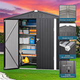 6' x 4' Outdoor Storage Shed with Lockable Door, Aiho Metal Garden Shed, House Storage Sheds Outdoor for Backyard, Garden & Patio Organization - Dark Gray