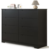 Asofer 8 Drawer Dresser for Bedroom with Cutout Handle, Chest of Drawers for Bedroom, Entryway, Hallway, Black