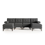 Modern U-Shape Sectional Sofa, Fabric Modular Couch, 4 Seat Oversized Sofa with Chaise for Living Room - Gray