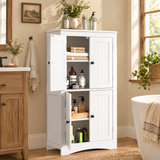 Asofer 43" H Pantry Cabinet with 4 Magnetic Doors, White Freestanding Storage Organizer with 2 Adjustable Shelves, Waterproof Wooden Cabinet for Kitchen, Bathroom, Living Room