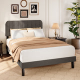 Asofer Queen Bed Frame with Headboard, Noise-Free, No Box Spring Needed, Beige