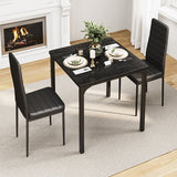 3 Piece Dining Table Set for 2, Lofka Table and Chair Set for 2, for Living Room, Kitchen, Black