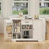 Noelse Kitchen Buffet Cabinet with Storage Small Coffee Bar Cabinet with Drawer, Kitchen Pantry Storage Cabinet with Door and Shelves for Kitchen Bathroom and Living Room, White