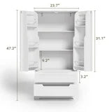 Asofer 47" Kitchen Pantry Storage Cabinet,Floor Cabinet with Doors, Adjustable Shelves and Drawers, for Dining Room, White
