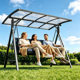3-seat Outdoor Patio Porch Swing with Adjustable PC Canopy&Cushions,Swing Chair Bench with for Backyard Front Porch Lawn,Blue