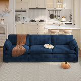 110'' Modern Modular Sectional Sleeper Sofa Noelse Cloud Couch Loveseat Sofa with Double Layer Upholstered Seat Cushion Deep Seat Couches for Living Room Bedroom and Apartment, Blue