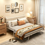 Asofer Twin Upholstered Daybed with Trundle, Convertible Sofa Bed, Charging Station, Lockable Wheels & Storage Headboard, White